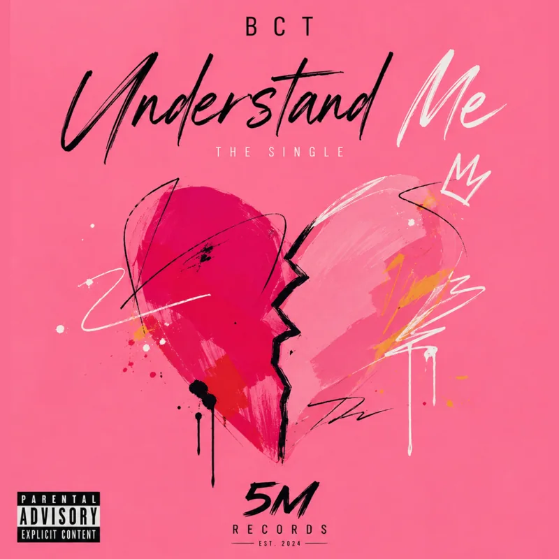 Understand Me cover: a painted broken heart with a crown on a pink background